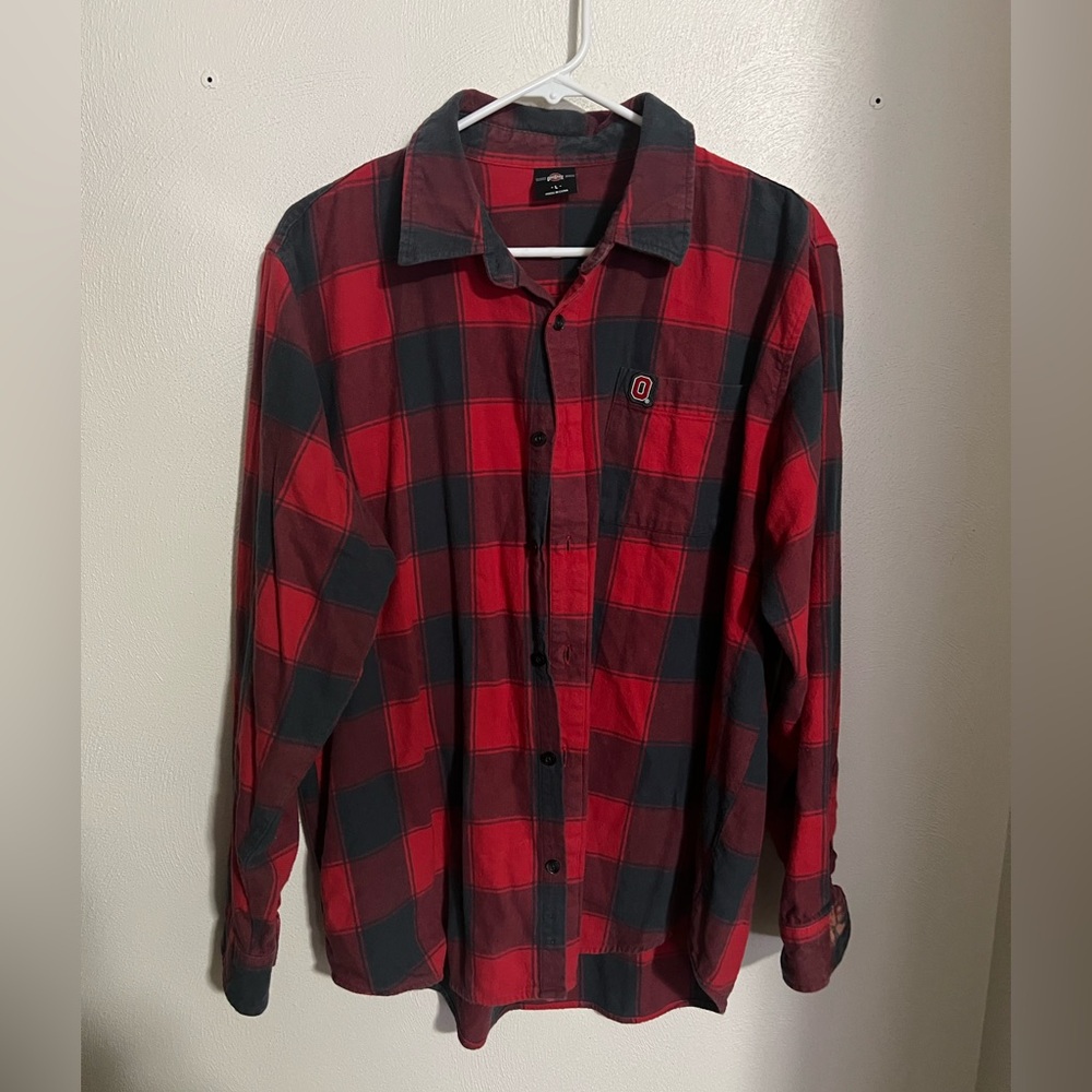 SCARLET & GRAY‎ Plaid The Ohio State University Button Down Red Black Women's L